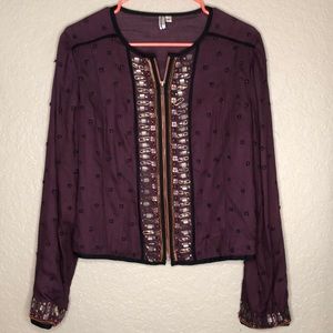 Bl^nk London purple embellished zip up jacket